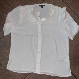 J CREW drapey button up blouse top ruffles size medium NWT ivory white